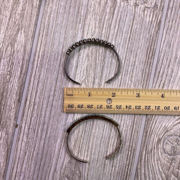 Vintage Zuni Turquoise Cuff Bracelet Set of 2 Channel Inlay and Snake Eye Unmark - Picture 6 of 6